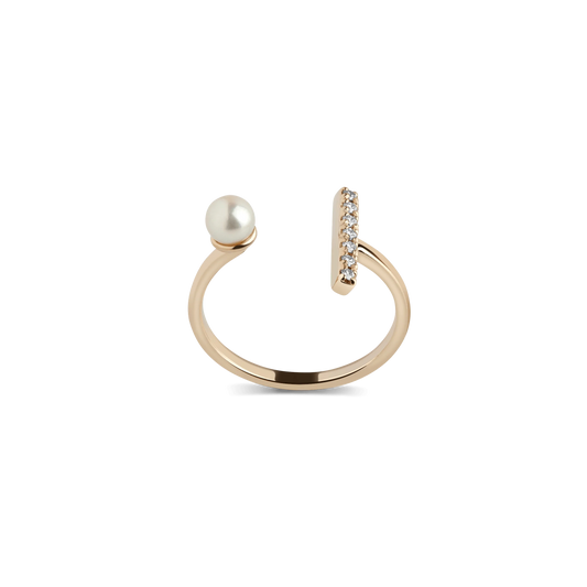 Jokabeth Jewelry Archival Open Pearl Ring with white sapphires