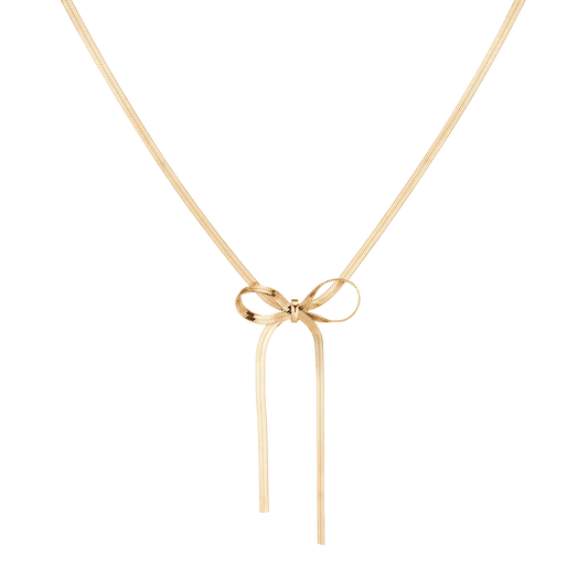 Jokabeth Jewelry Herringbone Bow Choker in Gold Vermeil