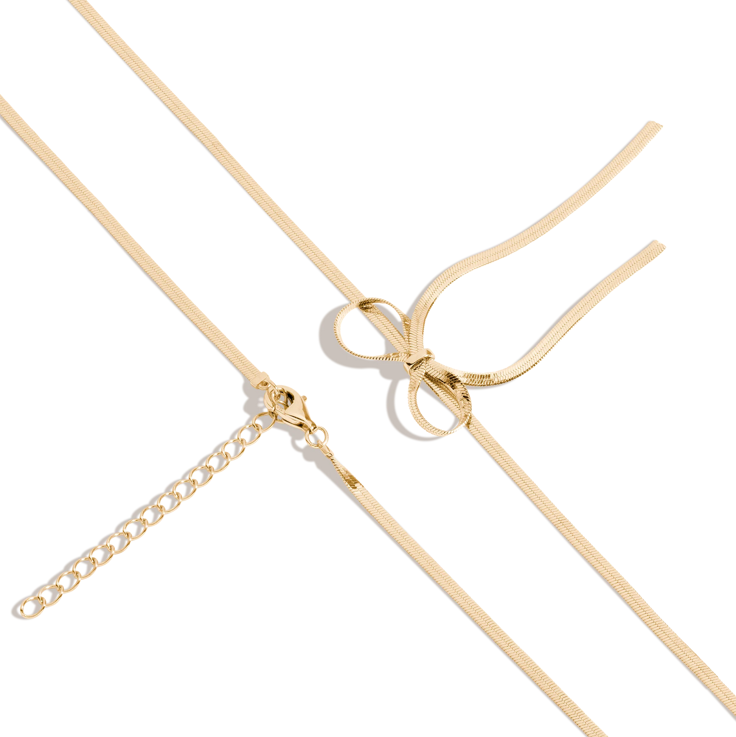 Jokabeth Jewelry Herringbone Bow Choker - Gold Vermeil or Rhodium Silver Adjustable Necklace