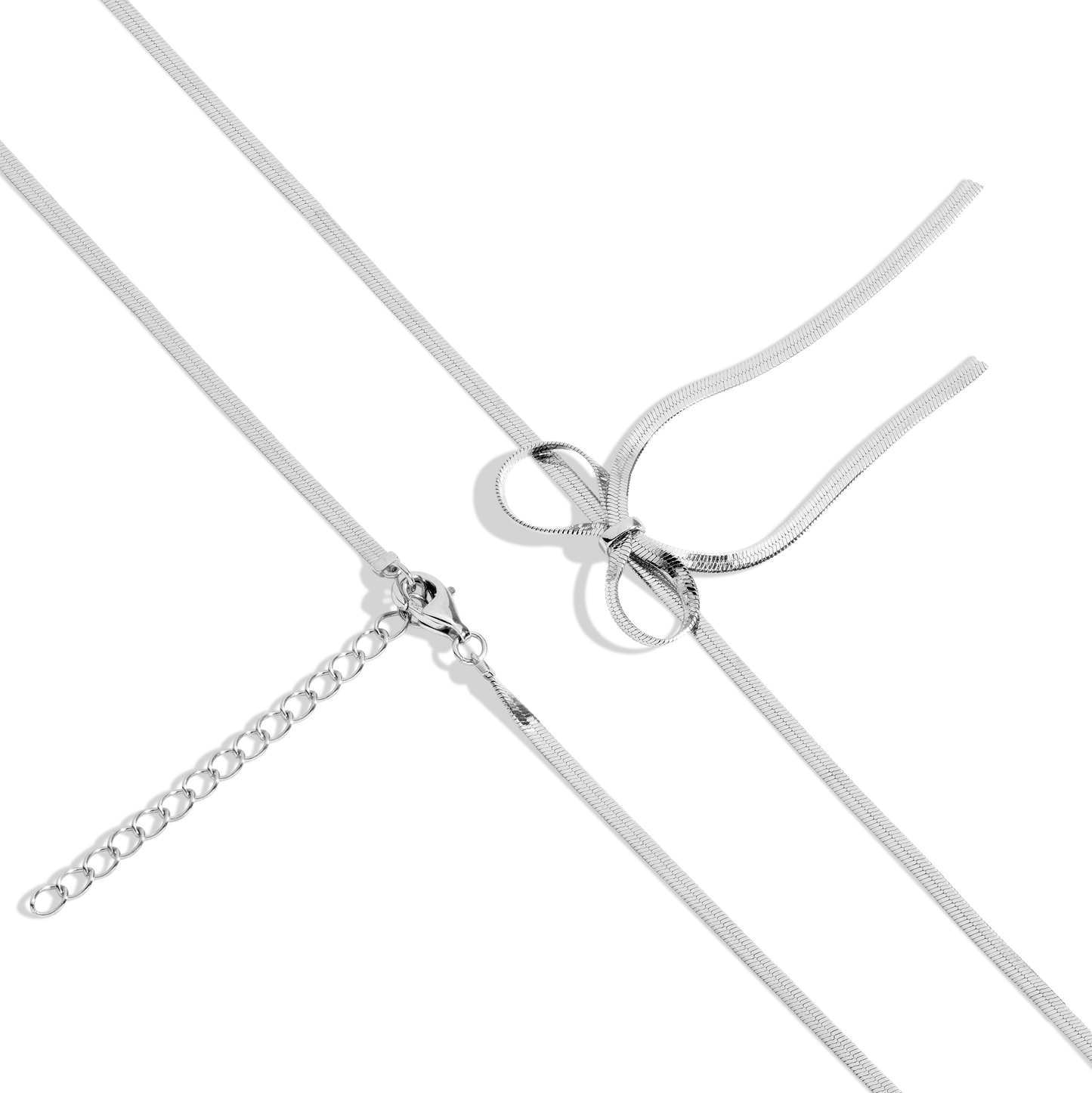 Jokabeth Jewelry Herringbone Bow Choker - Gold Vermeil or Rhodium Silver Adjustable Necklace