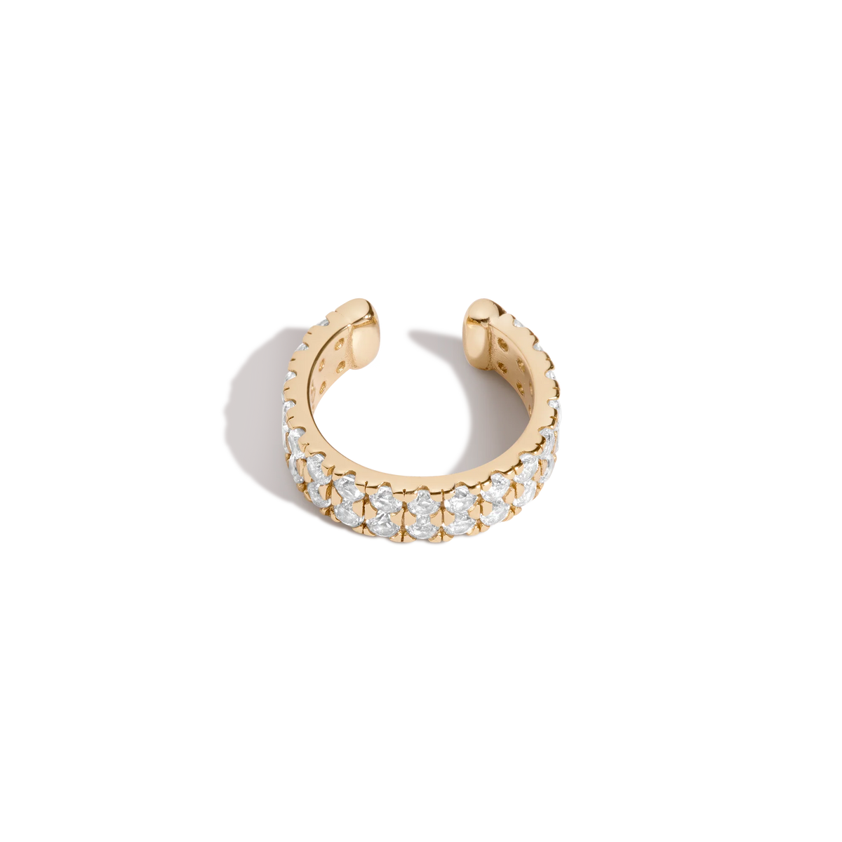 Jokabeth Jewelry Lab Grown White Sapphire Double Ear Cuff on ear, pavé setting