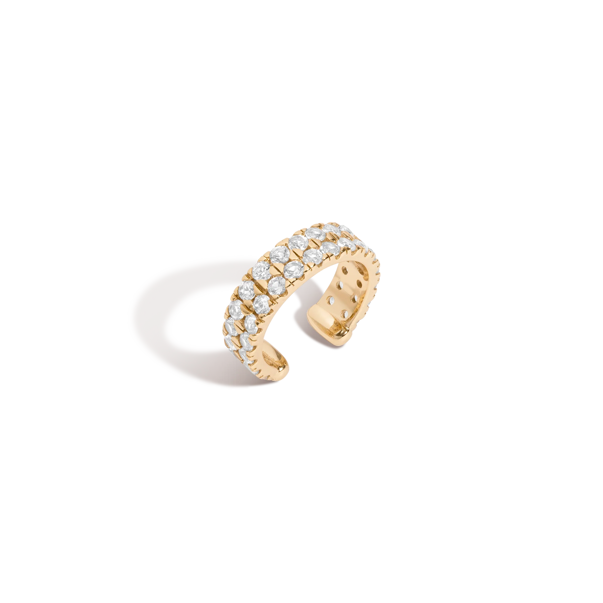 Jokabeth Jewelry Lab Grown White Sapphire Double Ear Cuff – double row pave stones detail