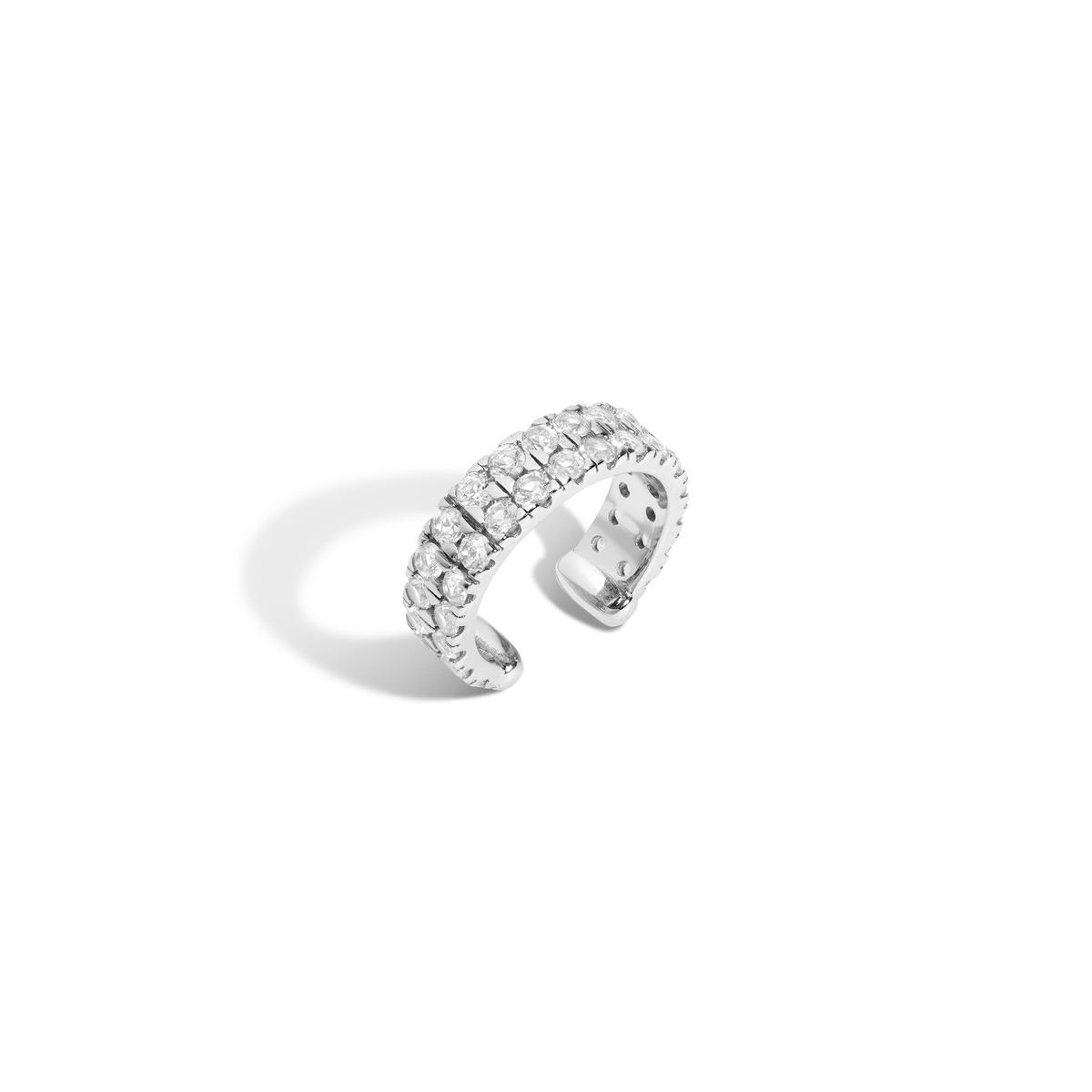 Jokabeth Jewelry Lab Grown White Sapphire Double Ear Cuff – open cuff adjustable fit detail