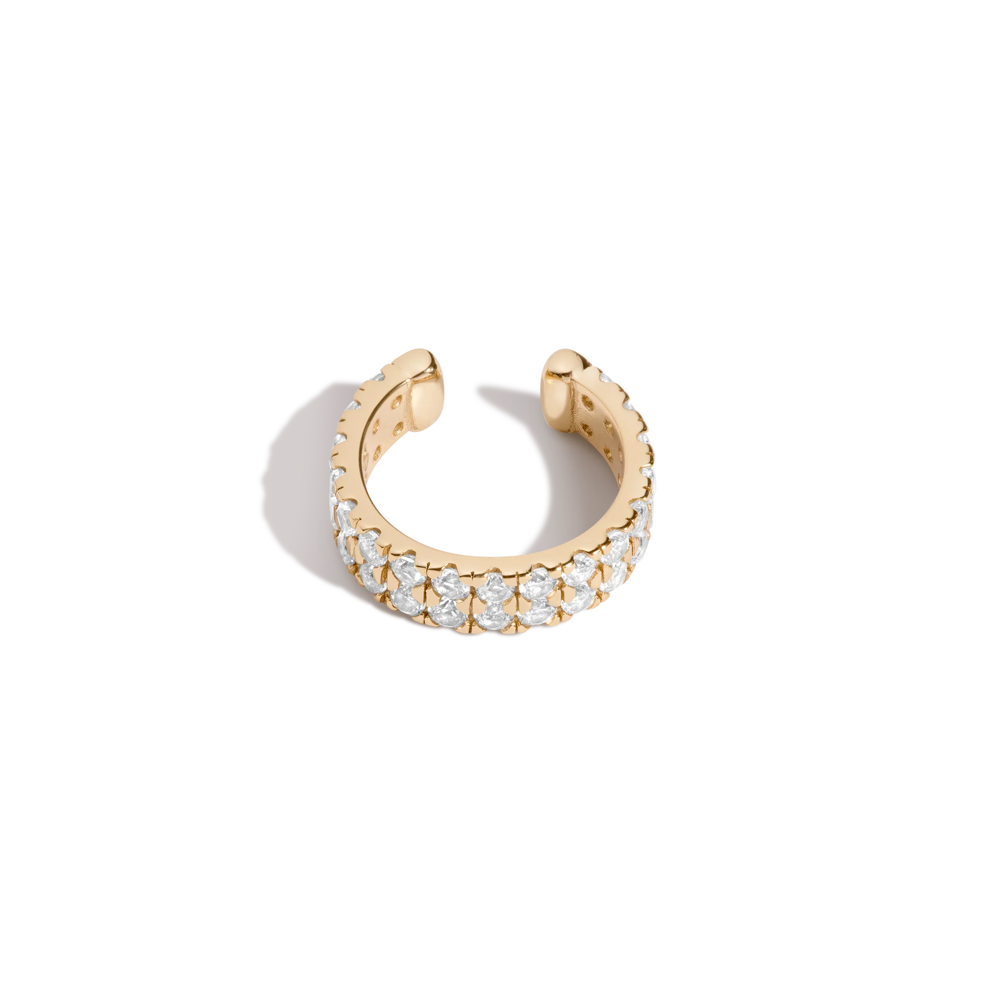 Jokabeth Jewelry Lab Grown White Sapphire Double Ear Cuff on ear, pavé setting