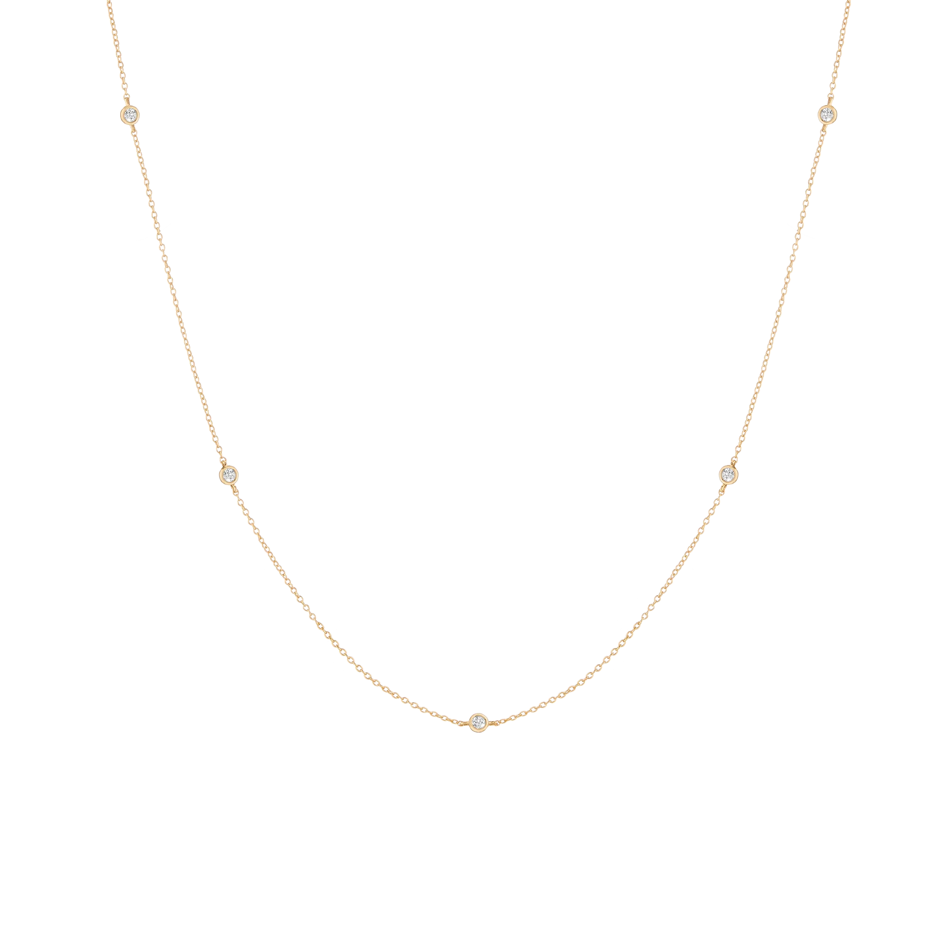 Jokabeth Jewelry lab grown white sapphire station necklace with gold bezel setting