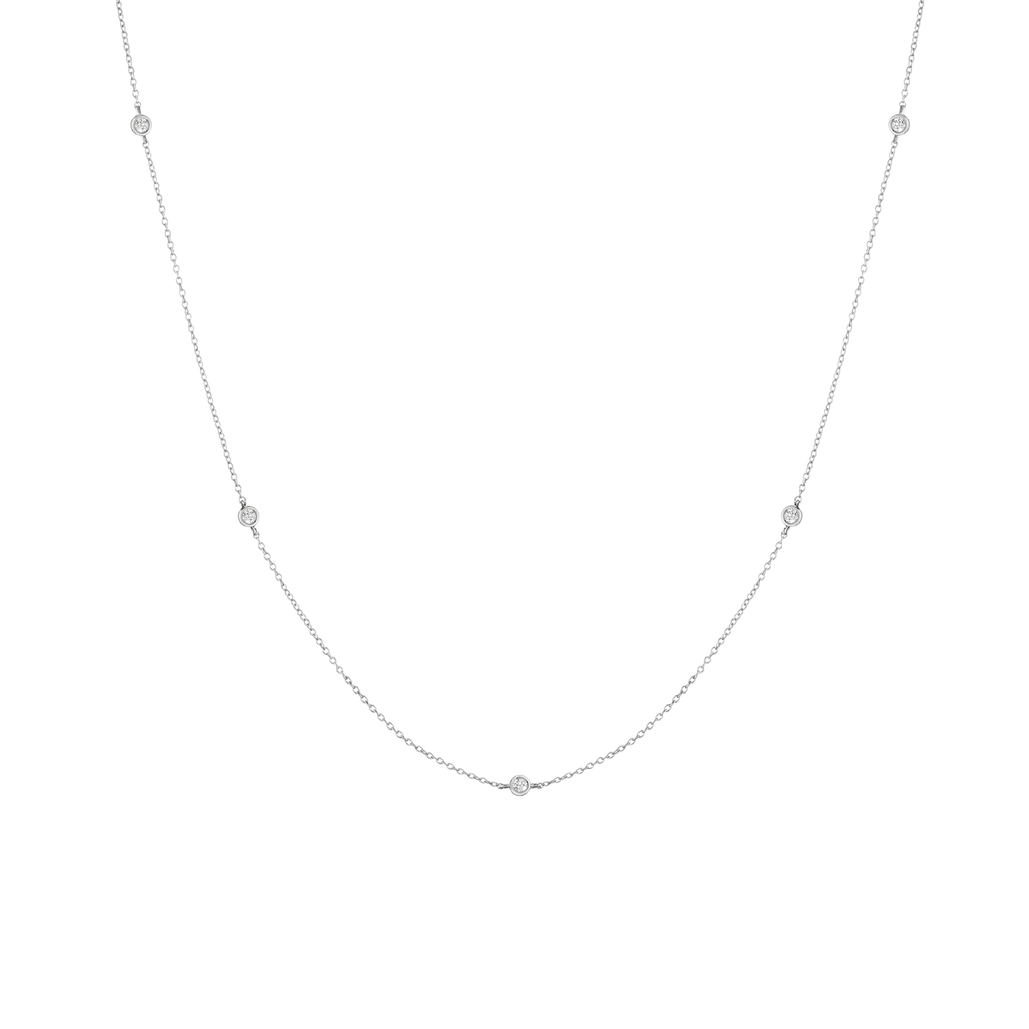 Jokabeth Jewelry Lab Grown White Sapphire Station Necklace – Gold Vermeil Bezel
