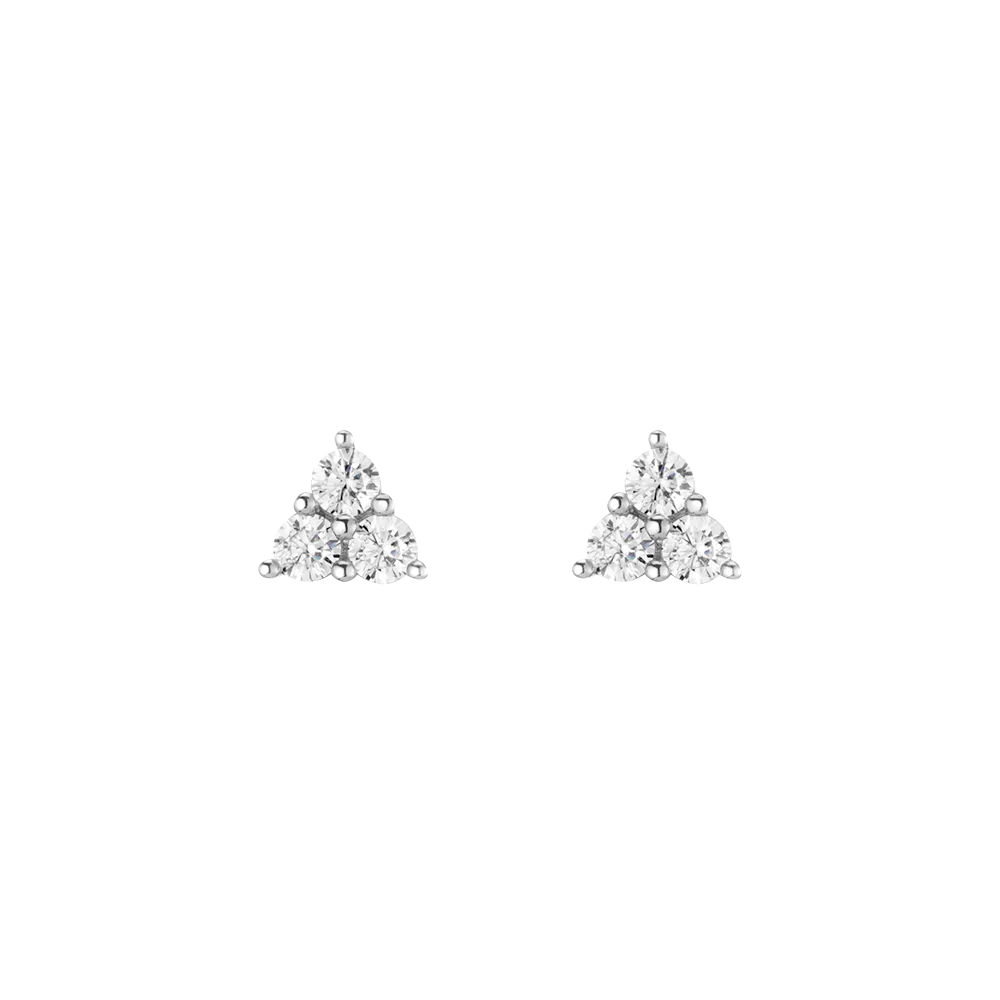 Jokabeth Jewelry Lab Grown White Sapphire Trinity Stud Earrings