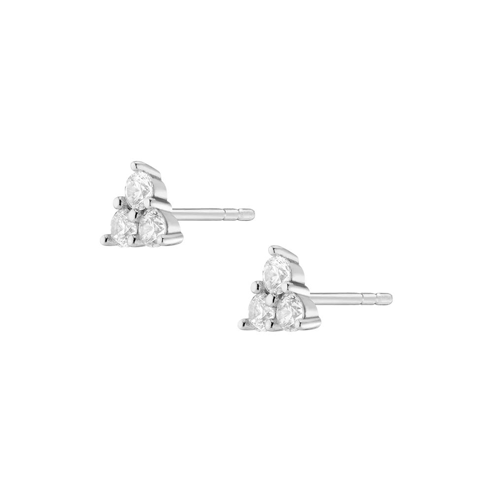Jokabeth Jewelry Lab Grown White Sapphire Trinity Stud Earrings