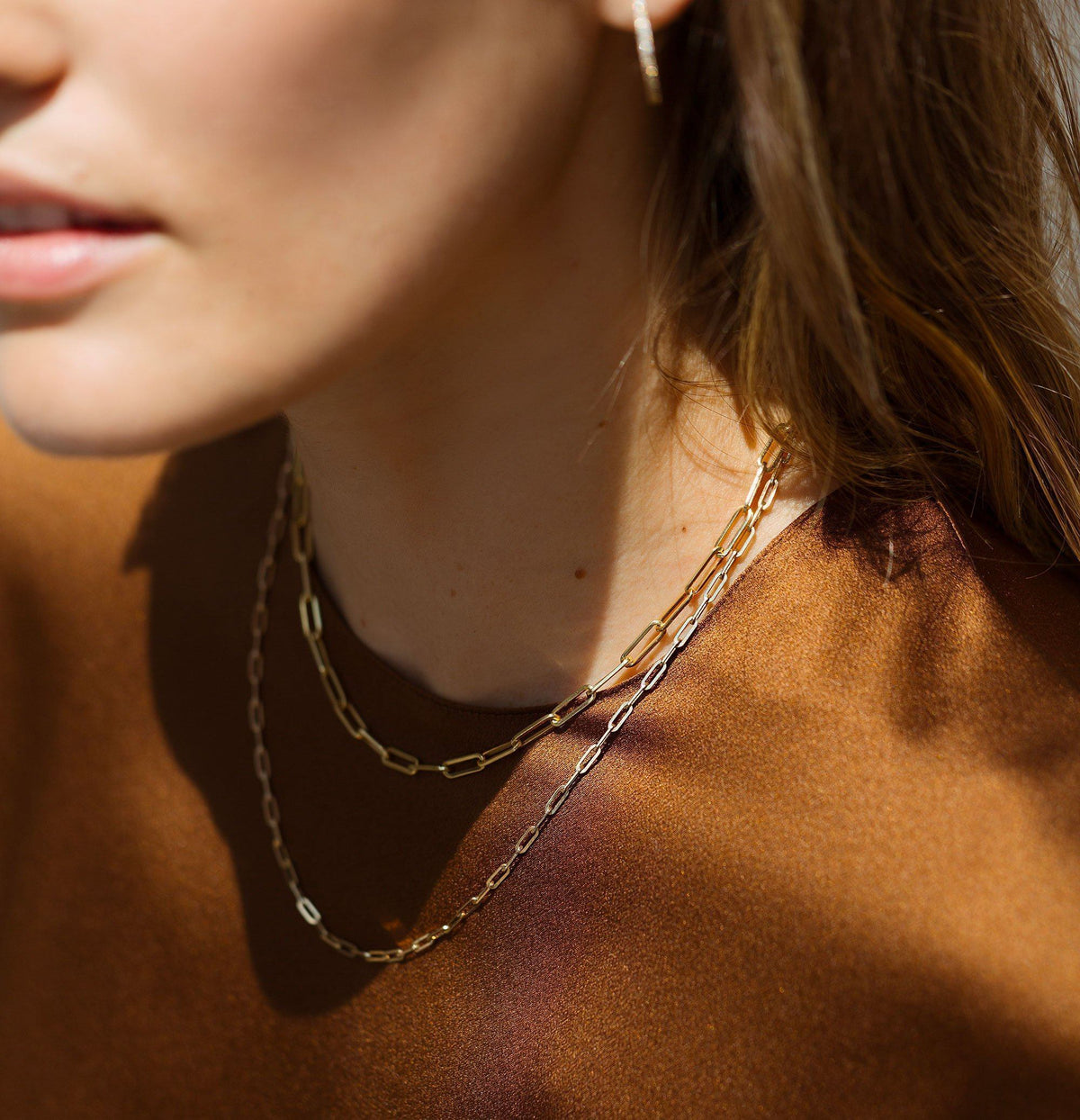 Jokabeth Jewelry Medium Paperclip Chain Necklace – layered styling on neck