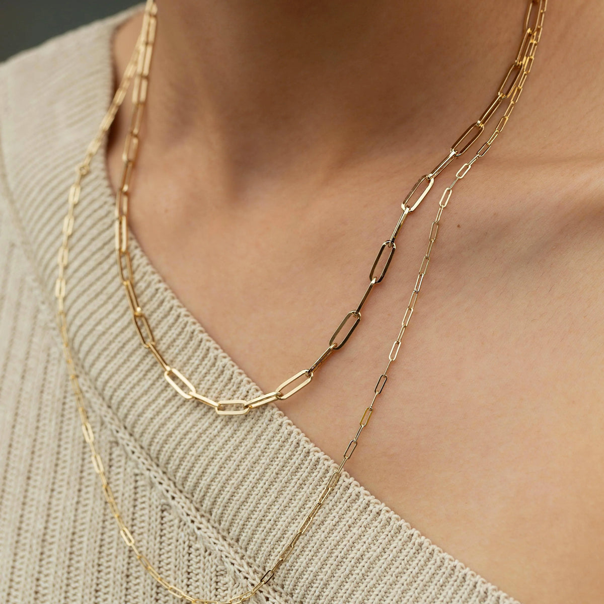 Jokabeth Jewelry Medium Paperclip Chain Necklace – lobster clasp detail gold vermeil