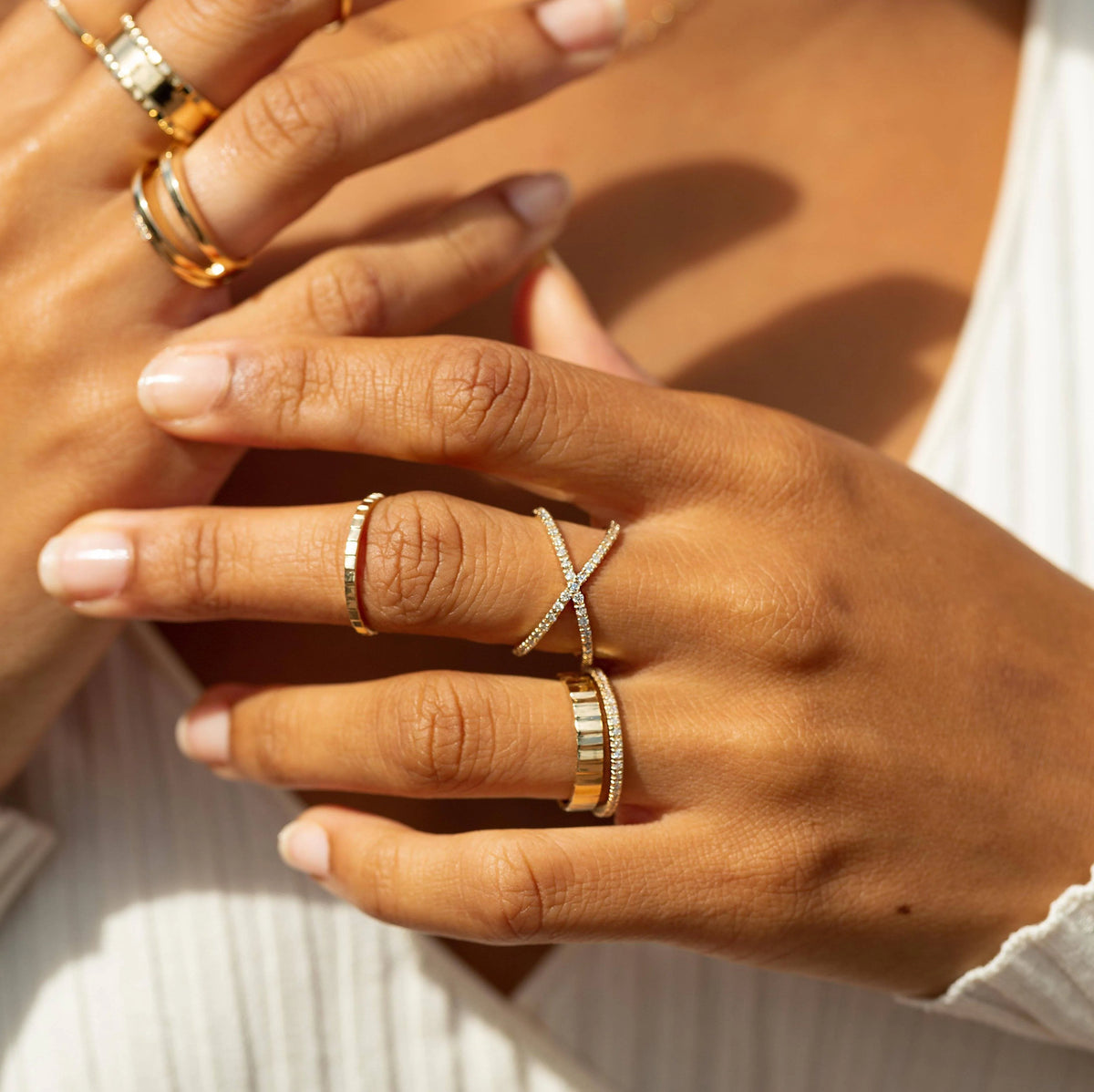 Jokabeth Jewelry Mini Infinity Ring – band thickness comparison flat lay