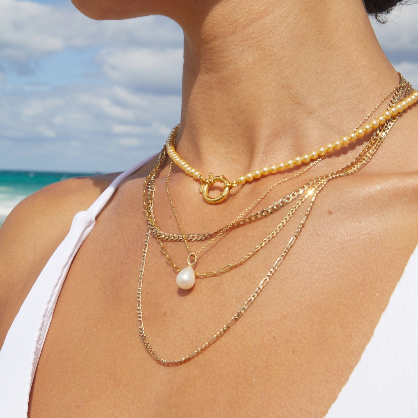 Jokabeth Jewelry Pearl Drop Necklace - Elegant Gold Vermeil Chain Pendant