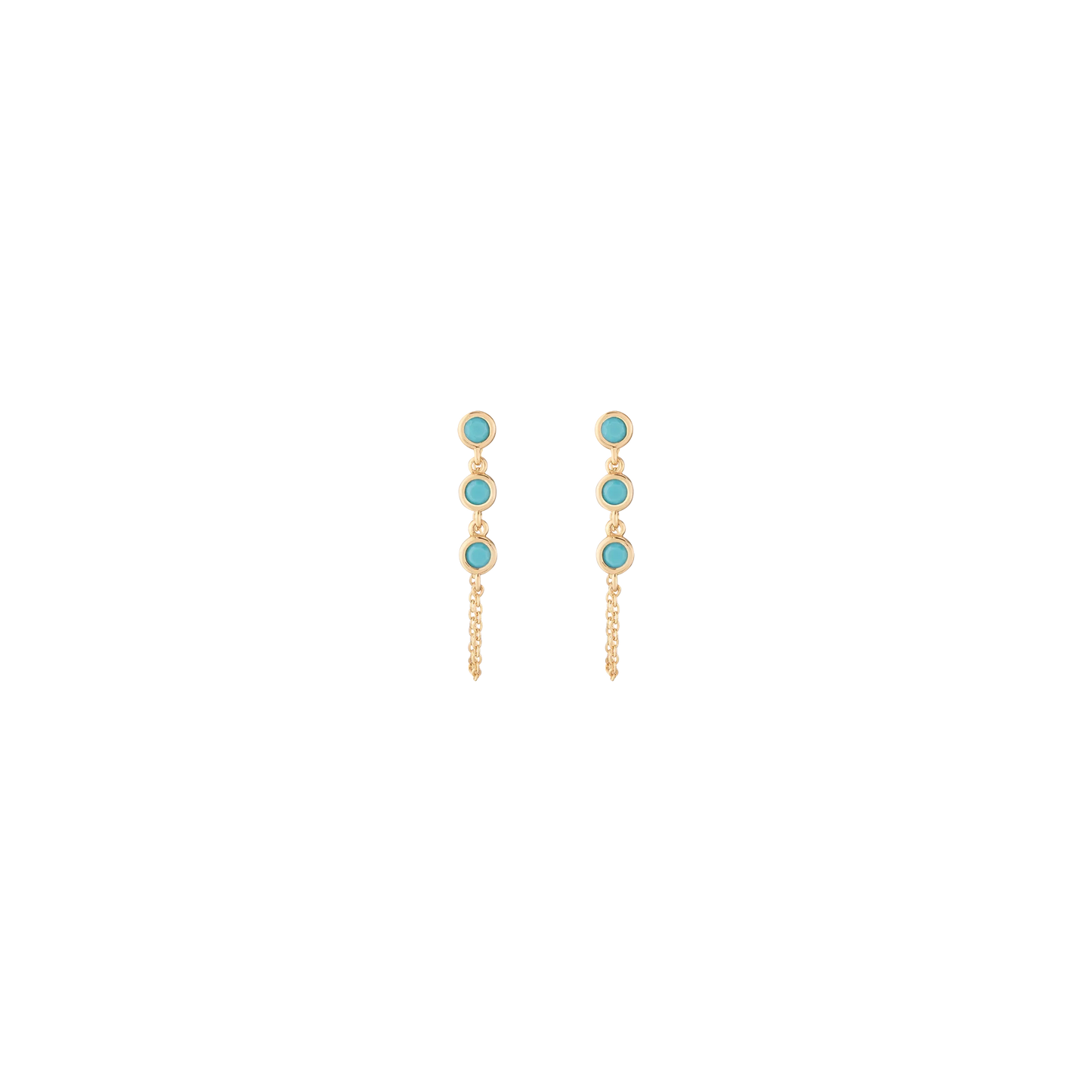Jokabeth Jewelry Turquoise Station Earrings with gold vermeil drop