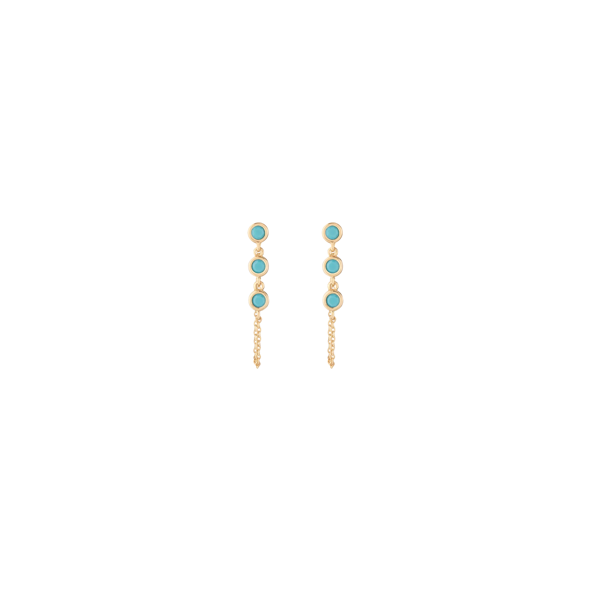 Jokabeth Jewelry Turquoise Station Earrings with gold vermeil drop