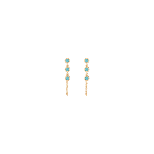 Jokabeth Jewelry Turquoise Station Earrings with gold vermeil drop